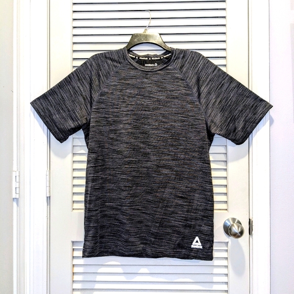 Reebok Space Dye T Shirt Mens Medium Black Gray Short Sleeve Activewear Workout - Picture 8 of 10